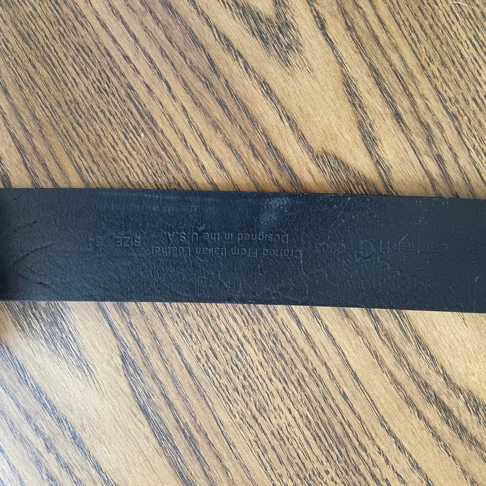 Carhartt Mens Black Leather Belt Silver Tone‎ Buckle Size 34 Workwear